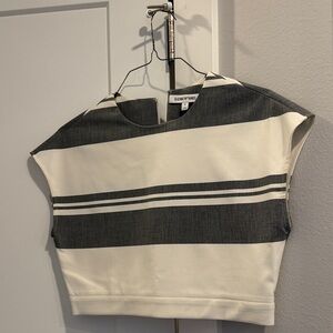 Elizabeth and James Black and White Striped Crop Top